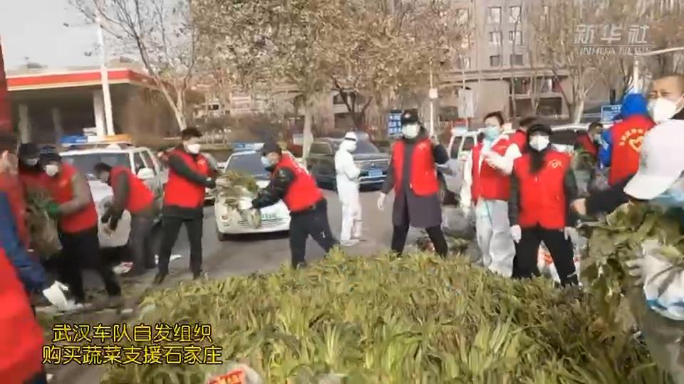 武漢車(chē)隊(duì)自發(fā)組織購(gòu)買(mǎi)的蔬菜，到石家莊了！